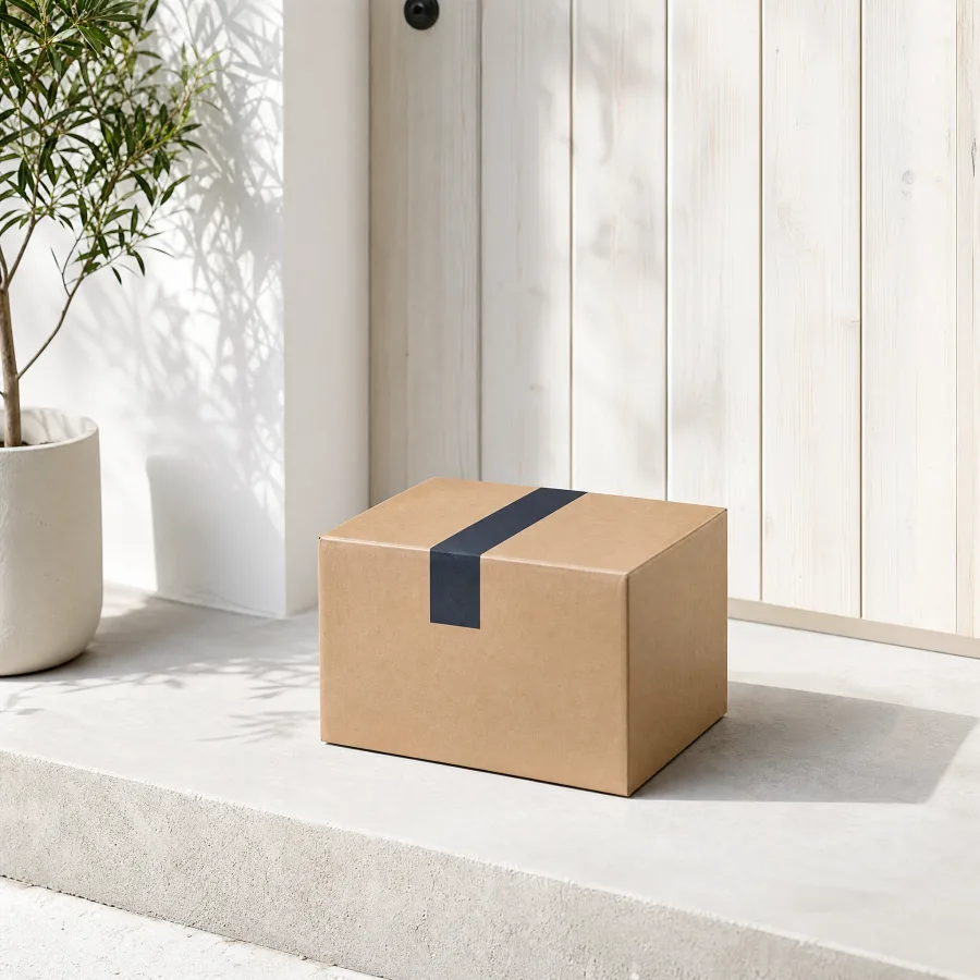 A discreet package delivered to a doorstep